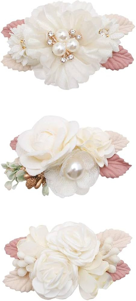 Flower Hair Clips Set-Cherrboll 3pcs Floral Hair Bow Accessories for Baby Girl Toddles Teen Gifts | Amazon (US)