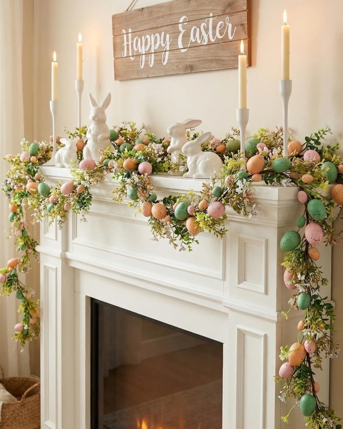 Spring magic, but make it effortless 🐰🌸 This Easter garland is the prettiest pop of color for your mantel—soft pastels, full greenery, and those speckled eggs 😍 Such an easy way to elevate your space for the season! Linking this one + a few more favorites you’ll love 💛✨ #LTKhome #EasterDecor #AmazonFinds #SpringDecor #MantelStyling