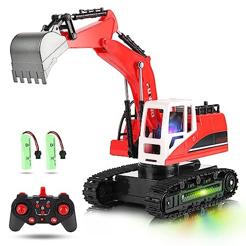 Funbud Remote Control Excavator Toy for Boys Ages 4-7 8-12 Year Old, Kids Best Chirstmas Birthday Gifts Ideas, RC Excavator with Metal Shove | Amazon (US)