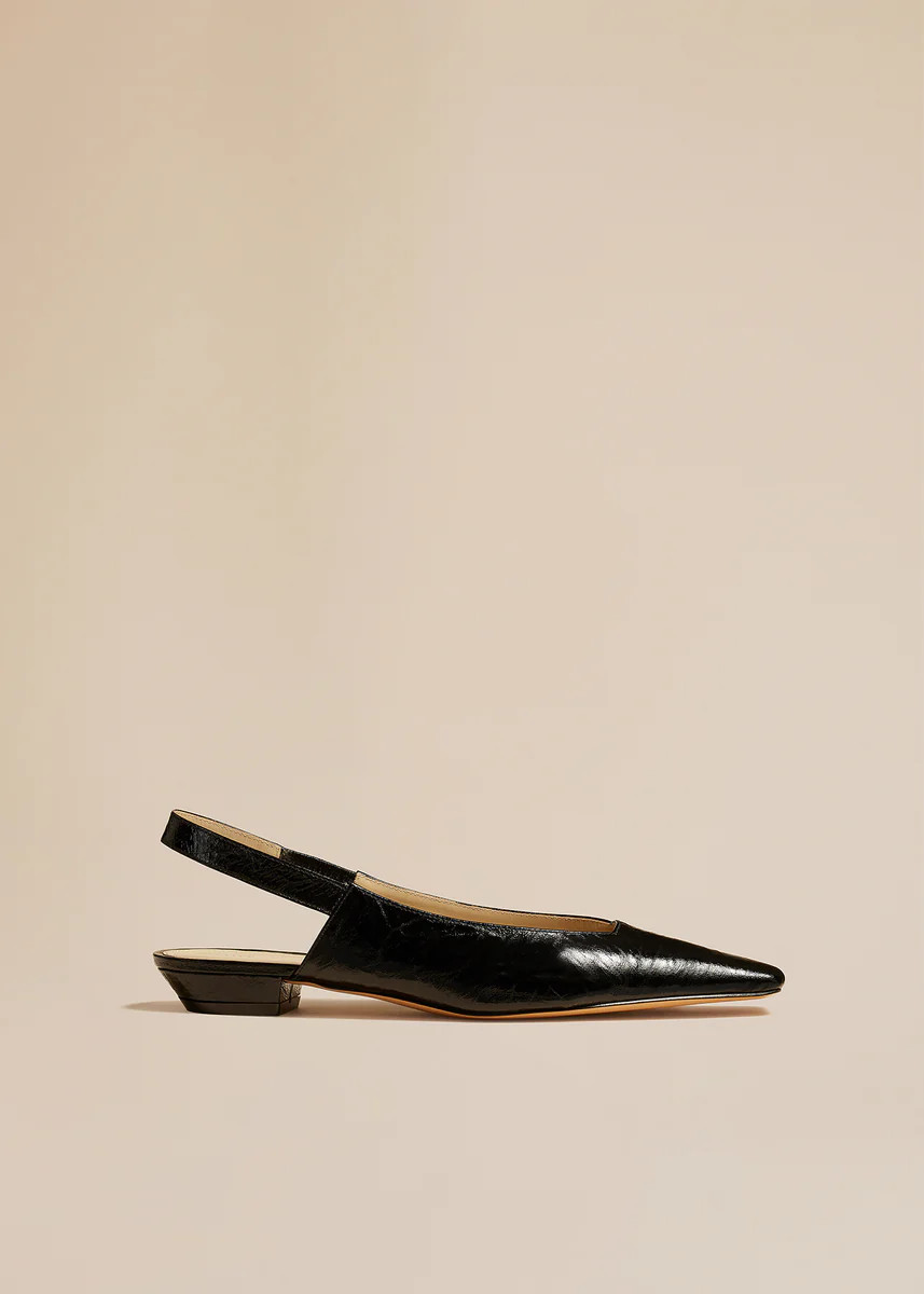 The Colin Slingback Flat in Black Leather | Khaite