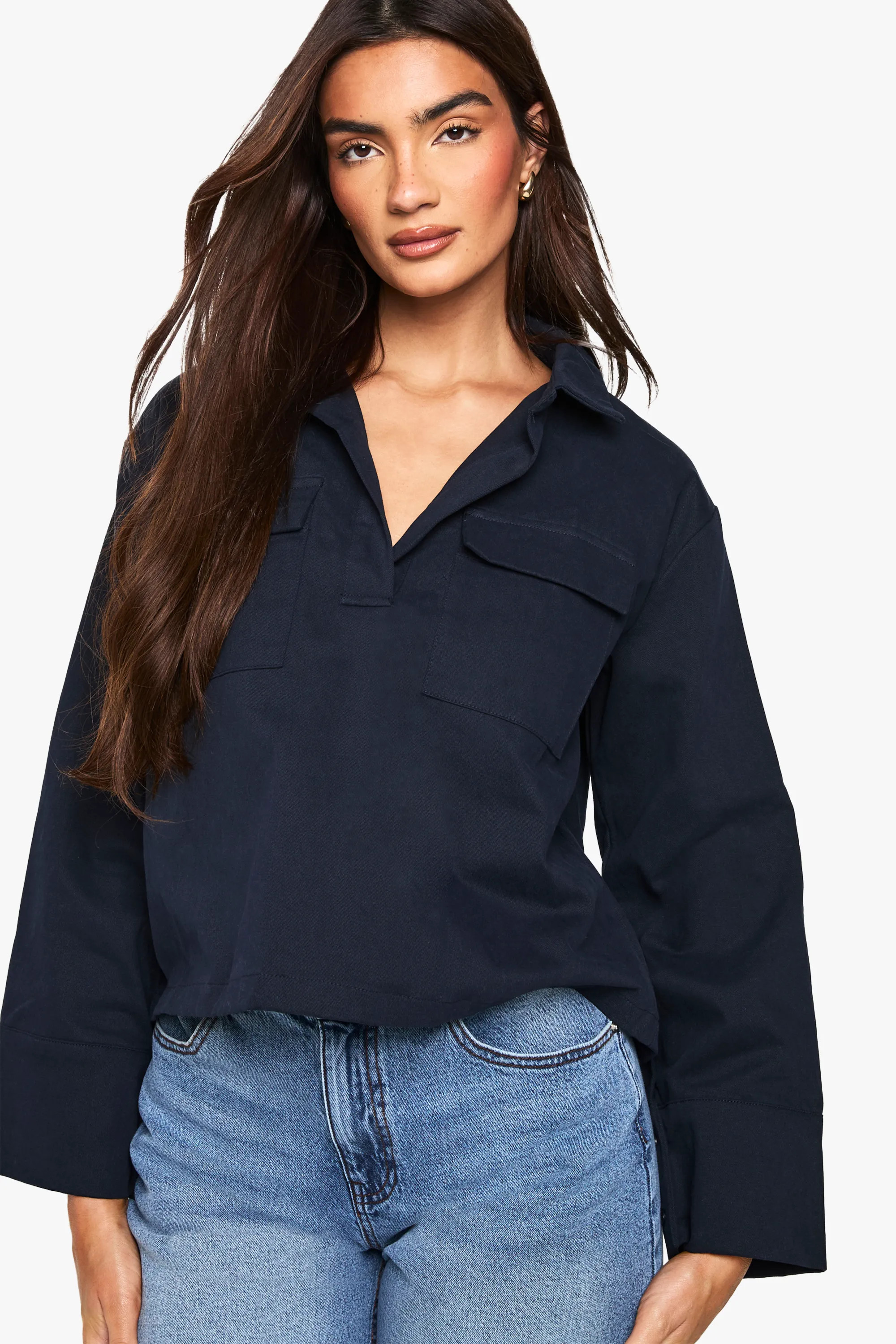 Twill Collard Spilt Cuff Shirt | Boohoo.com (UK & IE)