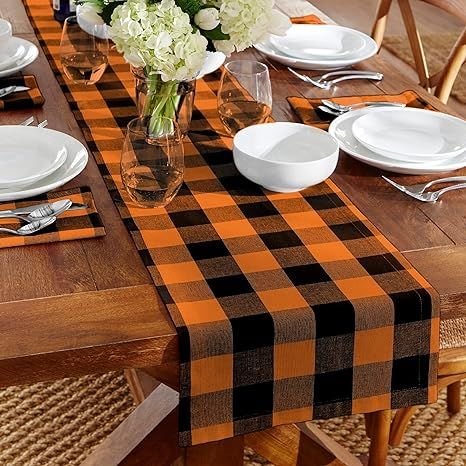 Elrene Home Fashions Farmhouse Living Fall Table Runner, Black/Orange, 13" x 70" | Amazon (CA)