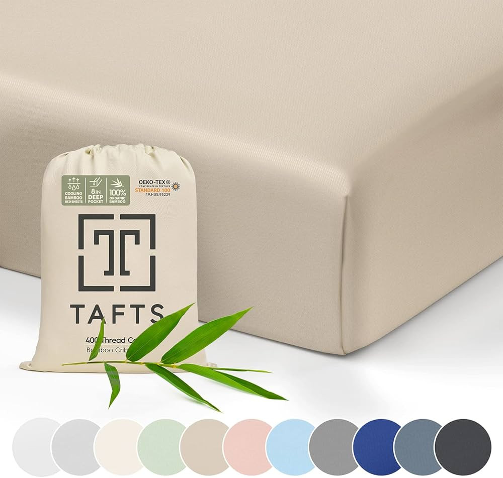 TAFTS Bamboo Crib Sheet Fitted, Girls Boys & Unisex 100% Organic Bamboo Crib Sheet for Standard C... | Amazon (US)