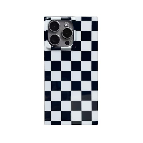 Rectangle Checkered Phone Case for iPhone 16 2024 Black White Grids Plaid Checkerboard Slim Soft Classic Trunk Design Strong Shockproof Protective Checker Cover for iPhone 16 6.1" | Amazon (US)