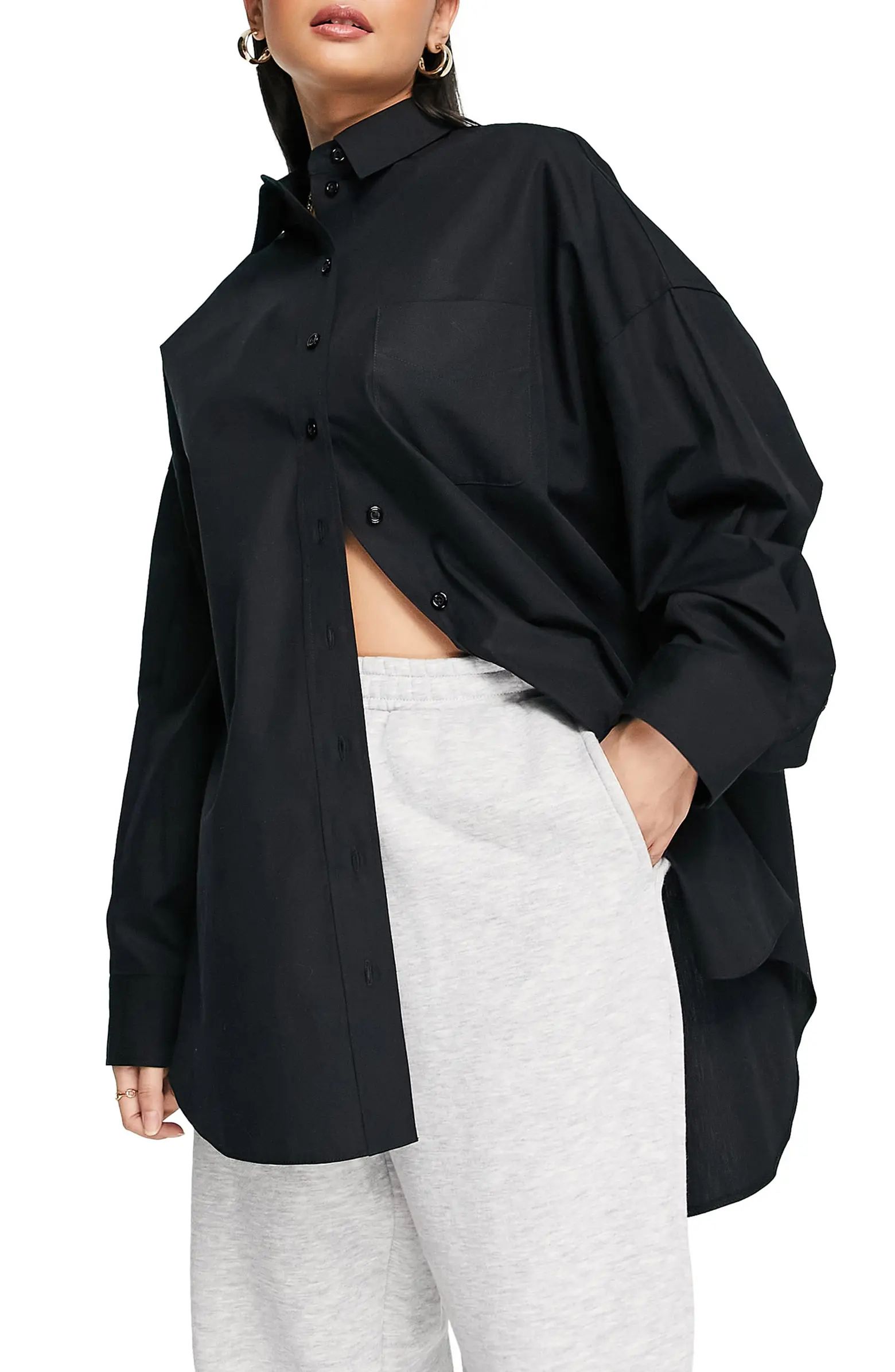 Topshop Oversized Poplin Button-Up Shirt | Nordstrom | Nordstrom