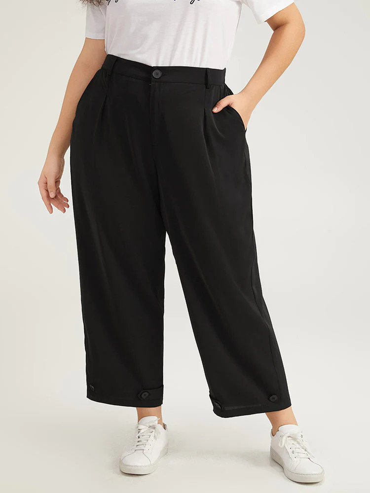 Solid Pocket Button Up Straight Leg Pants | Bloomchic