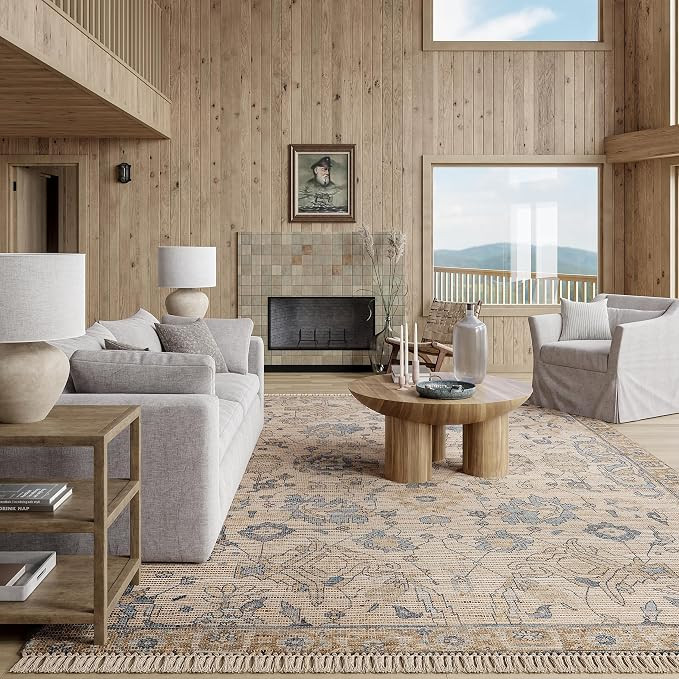 Rugs USA Marigold Vintage Tasseled Area Rug, 7'6" x 9'6", Sand | Amazon (US)