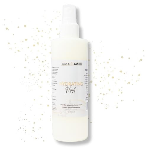 BASK & LATHER Hydrating Hair Mist, Leave-In Conditioner, Itchy Scalp Relief, Detangler, Curl Definer, Aloe Vera, Avocado Oil, For All Hair Types, 8 oz | Amazon (US)