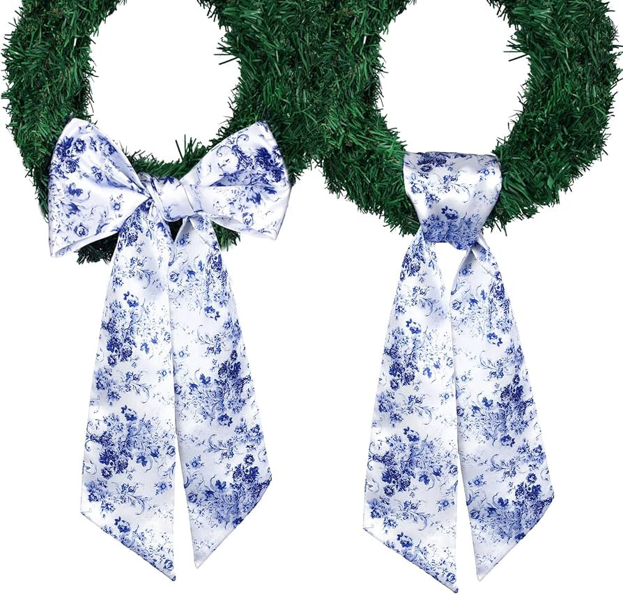 2 Pcs Wreath Sash for Front Door 4.5 x 56 in Reversible Polyester Wreath Sash Wreath Accessories ... | Amazon (US)