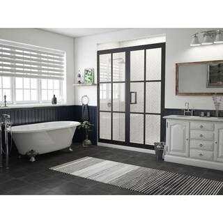 Coastal Shower Doors Gridscape Series 57.75 in. x 76 in. Framed Hinged Shower Door and Inline Pan... | The Home Depot