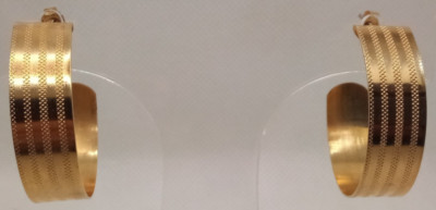 Vintage Textured Striped Gold Tone Metal Hoop Pierced Earrings Lightweight | eBay | eBay US