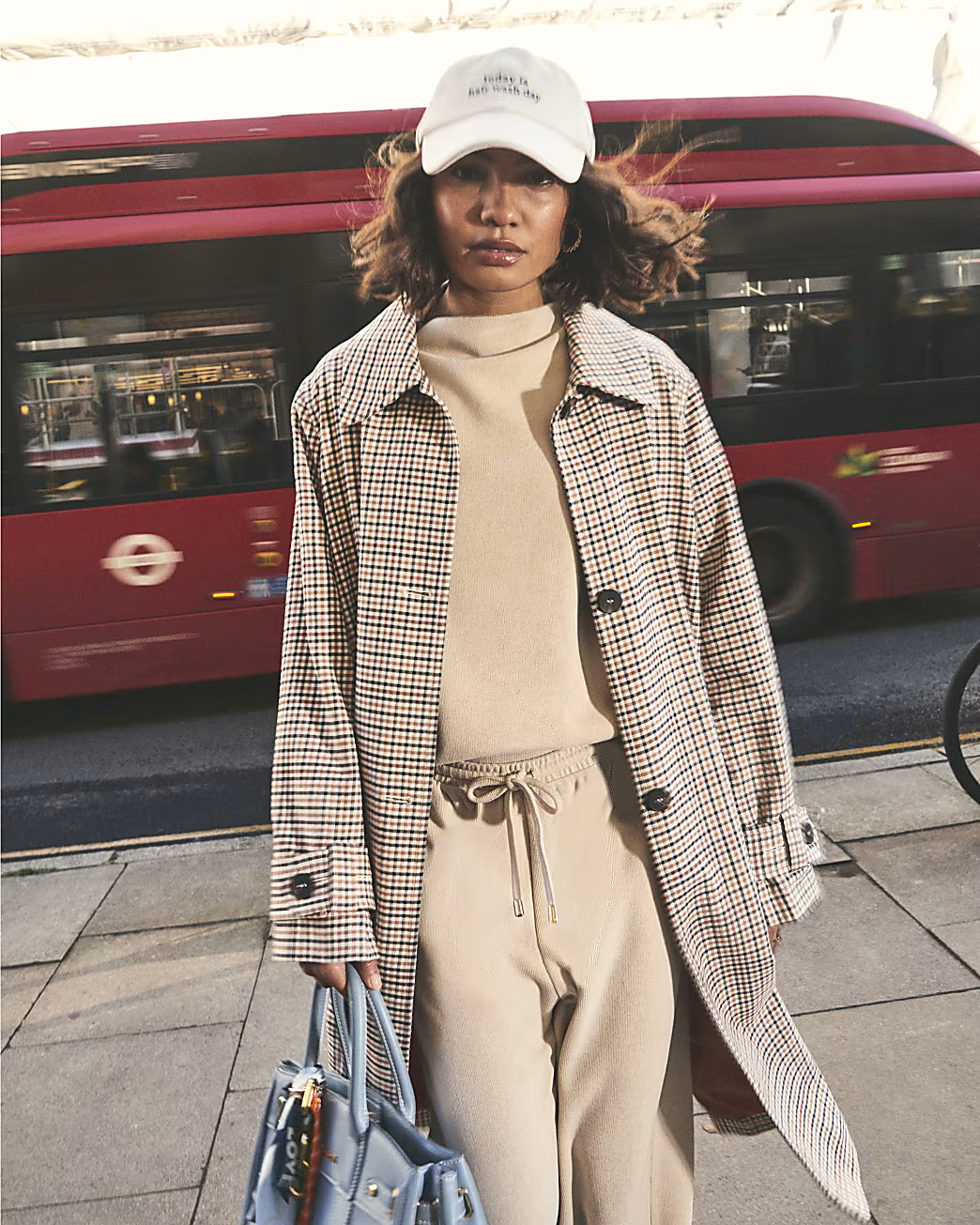 Beige Check Trench Coat | River Island UK & IE