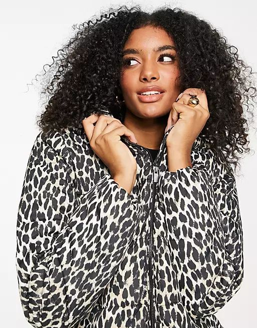 Vila padded coat with hood in leopard print | ASOS (Global)