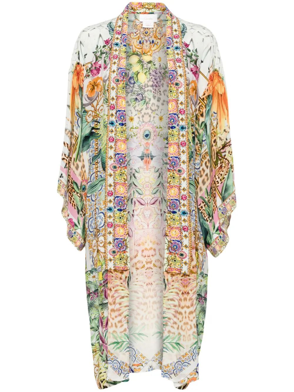 Flowers of Neptune-print silk robe | Farfetch Global