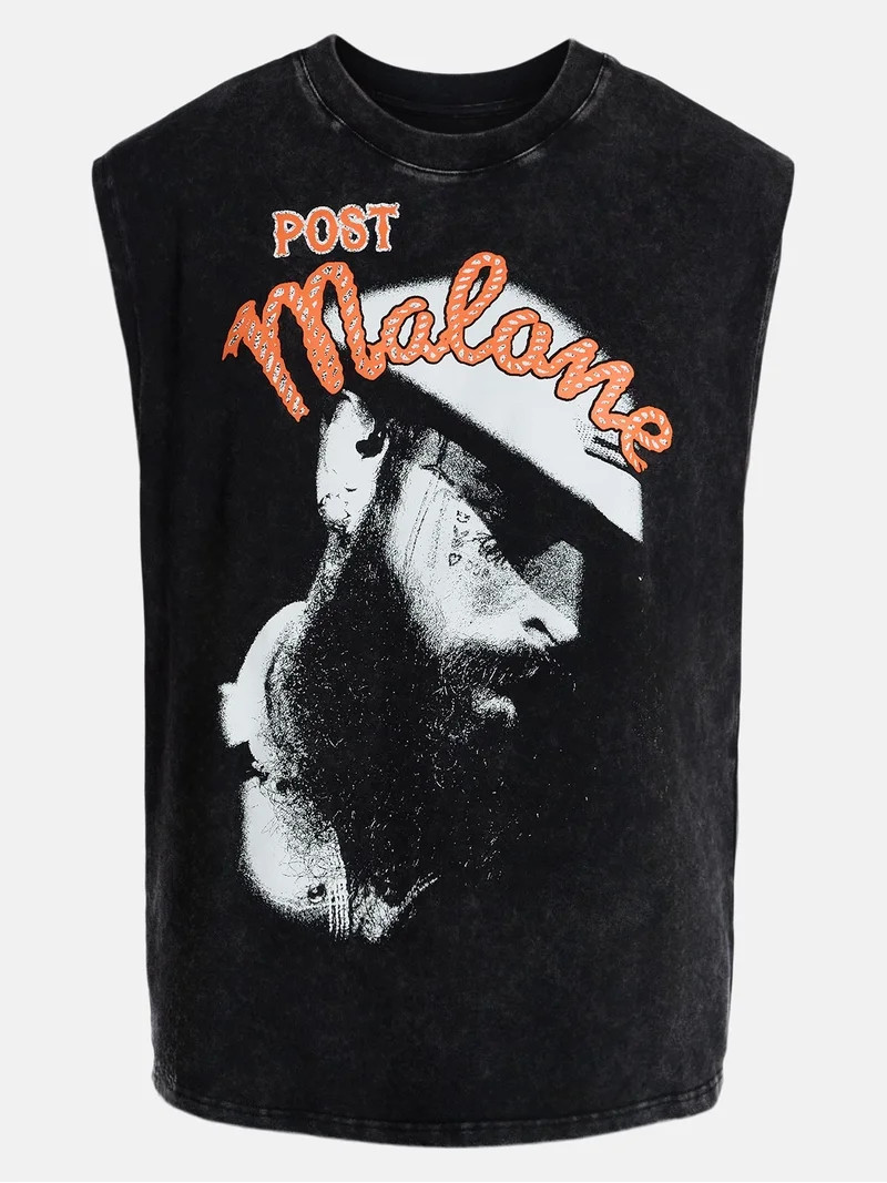 Post Malone Men's & Big Men's Washed Sleeveless Heavyweight Cotton Muscle Tank Top, Sizes XS-3XL | Walmart (US)