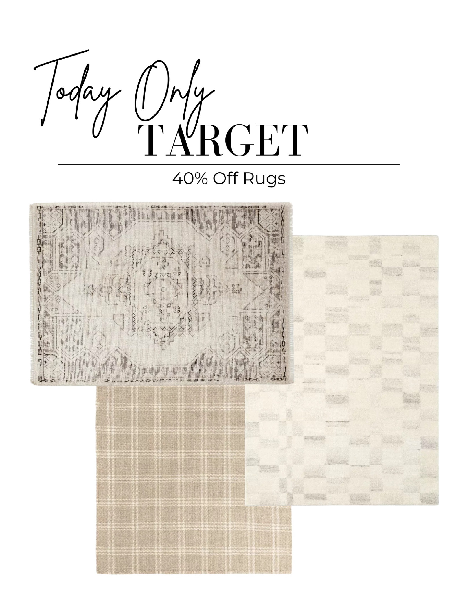 Don’t wait, today only Target Circle sale 40% off rugs!
#target
#rugs
#targetcircleweek
#homedecor


#LTKhome #LTKsalealert #LTKxTarget