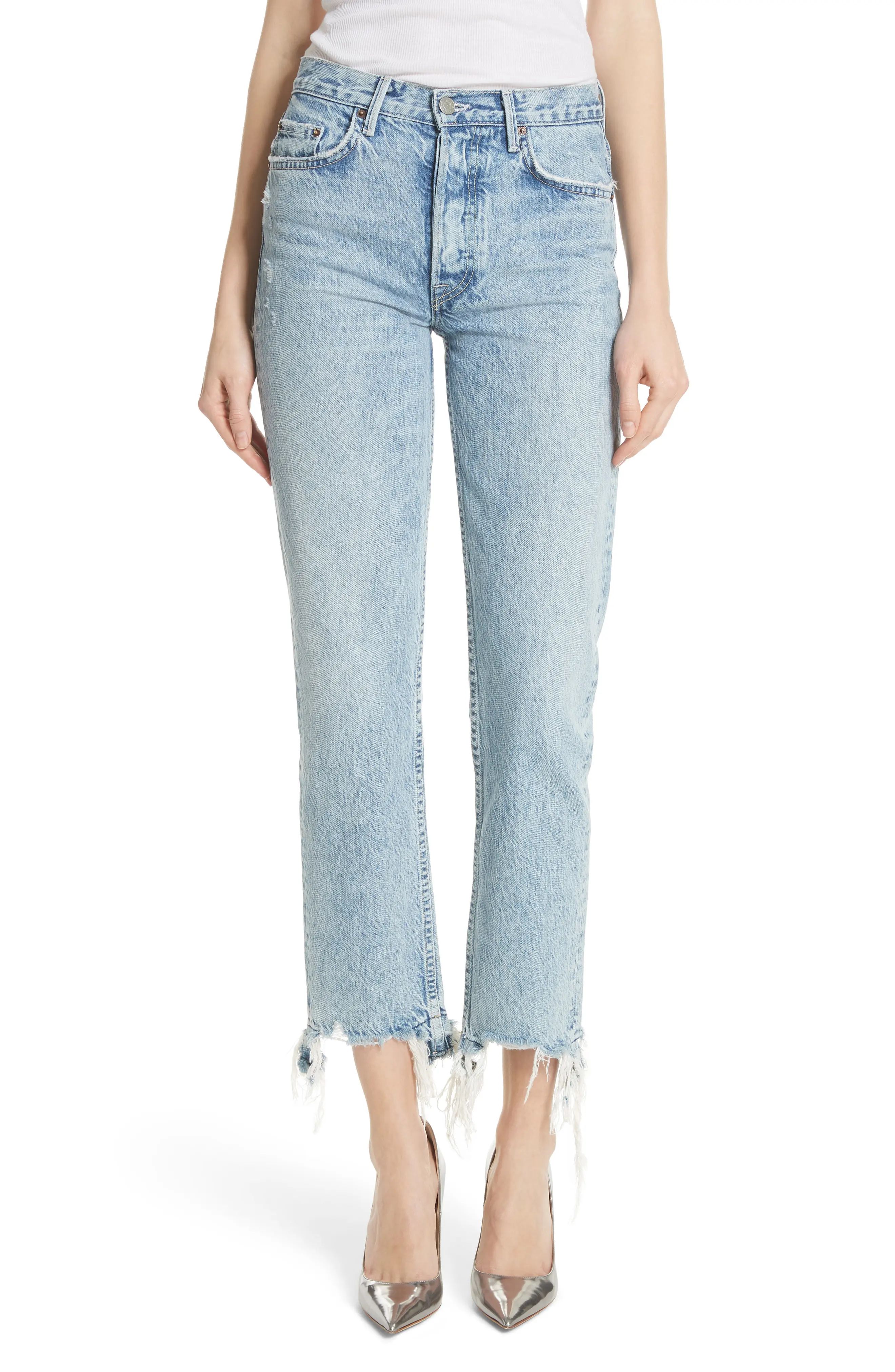 GRLFRND Helena Frayed Hem High Waist Jeans (Hold On) | Nordstrom