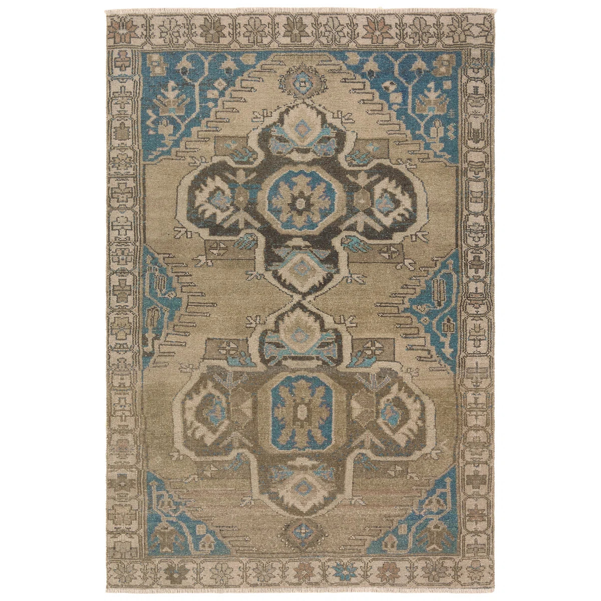 Vibe by Bungalow Rose Achel Medallion Machine Washable Brown/Blue Area Rug | Wayfair North America
