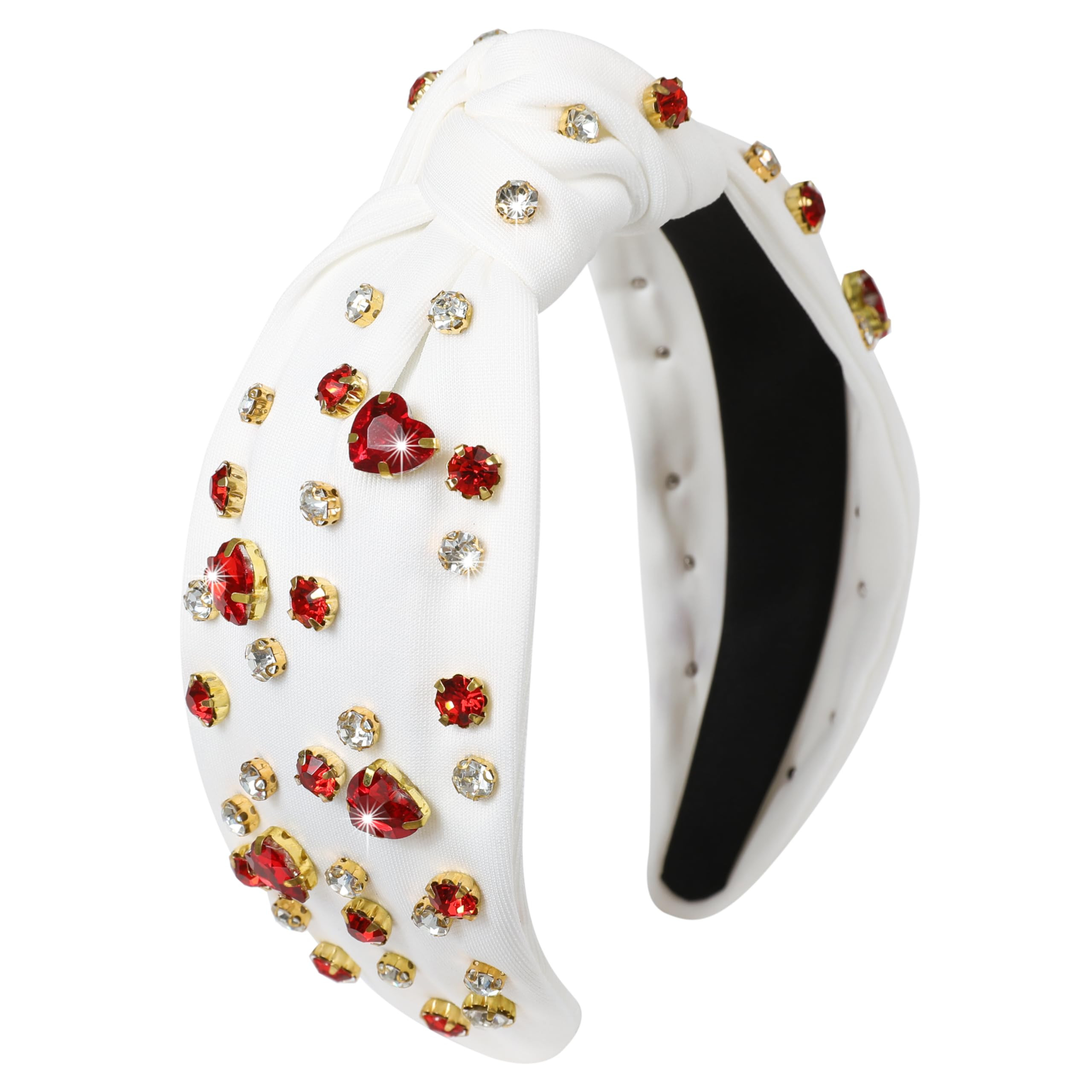 Valentine’s Day Heart Headband Rhinestone Beaded Galentines Headband for Women Girls Crystal He... | Amazon (US)