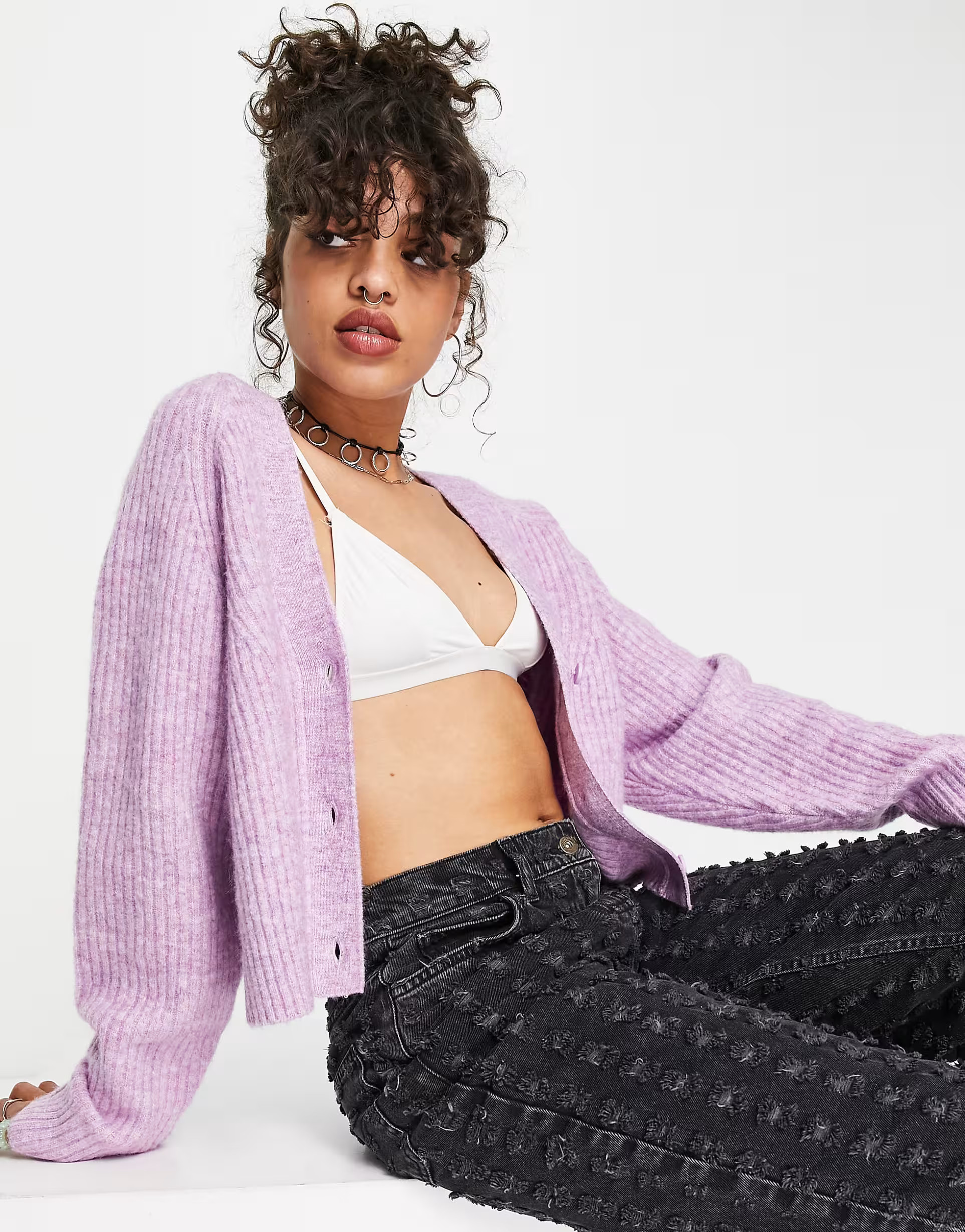 Weekday Sway cardigan in pink | ASOS (Global)