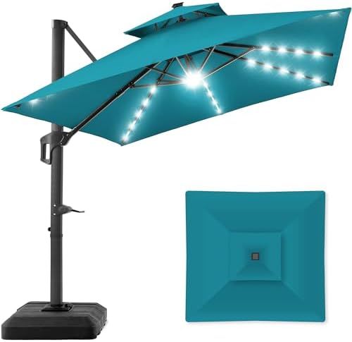 Best Choice Products 10x10ft 2-Tier Square Cantilever Patio Umbrella with Solar LED Lights, Offse... | Amazon (US)