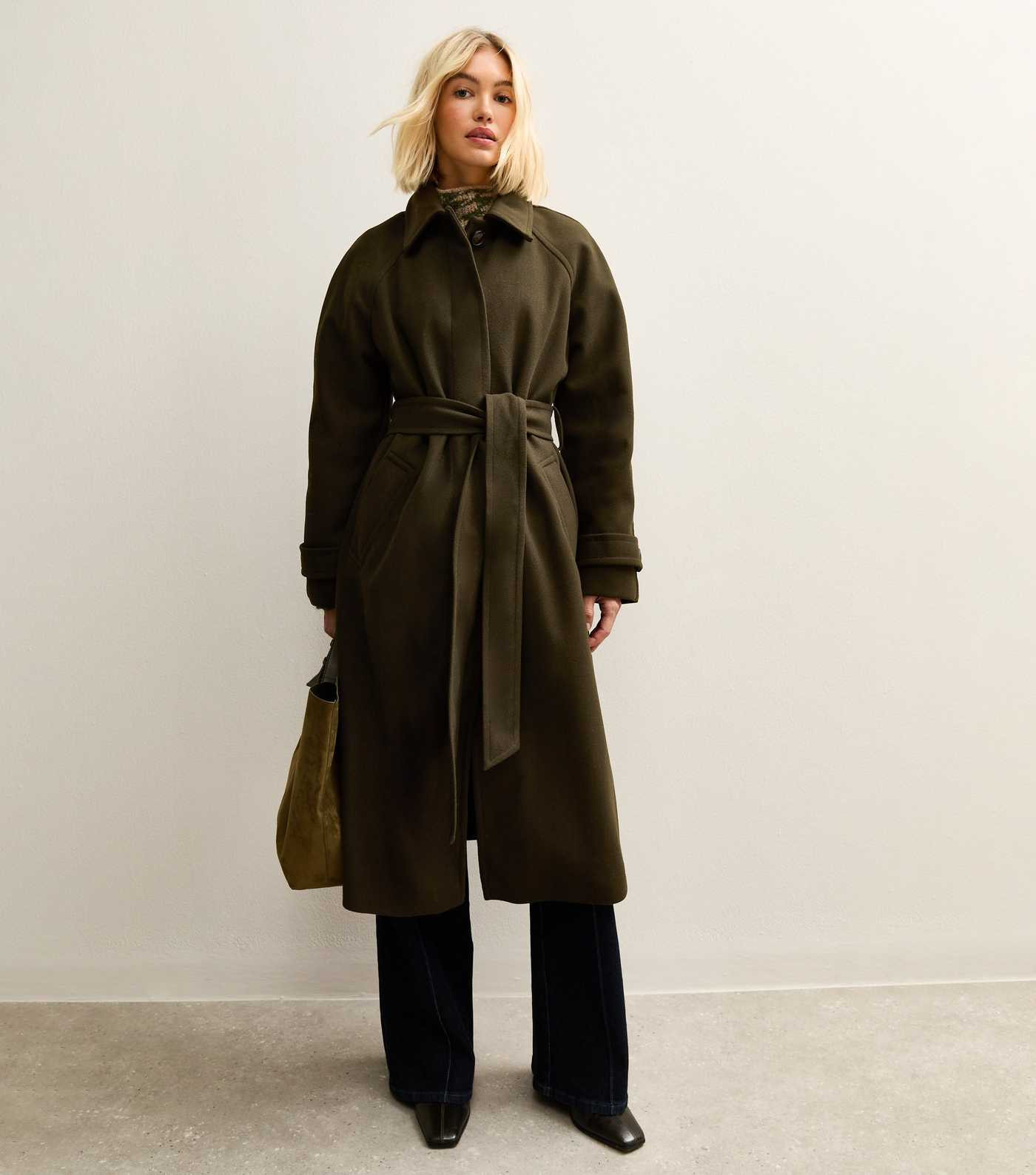 Khaki Button Front Belted Midi Coat | New Look | New Look (UK)