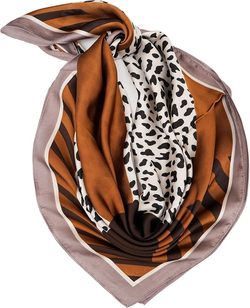 YOUR SMILE Silk Like Scarf Square Satin Hair Scarf Fashion Neck Scarfs for Women 27'' x 27'' | Amazon (US)