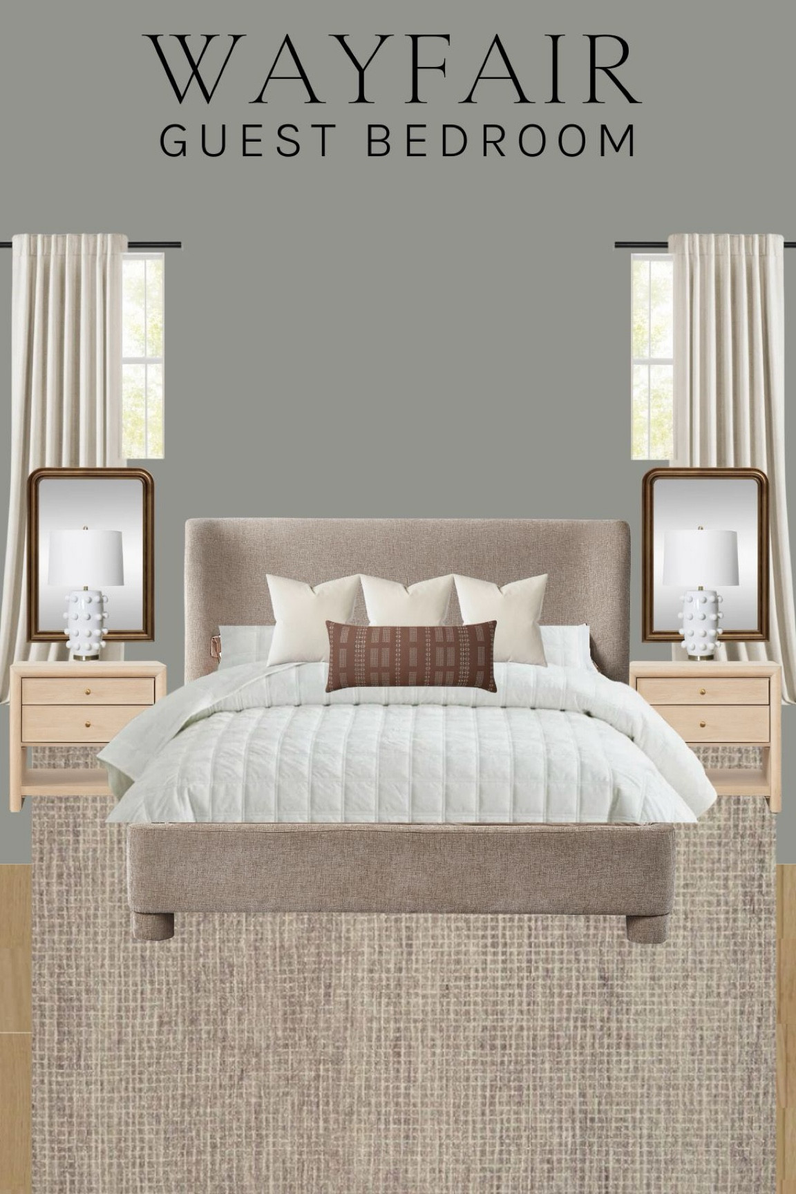 Shop this guest bedroom featuring new Wayfair bedroom finds! I love these gold arched mirrors and this upholstered bed all from Wayfair! 
#Wayfairpartner #Wayfair @Wayfair

#LTKSaleAlert #LTKStyleTip #LTKHome