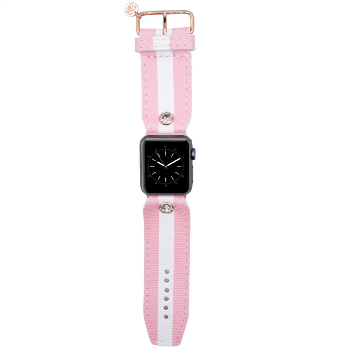 Luxe Light Pink & White Rigatela Sivella Watchband | Spark*l