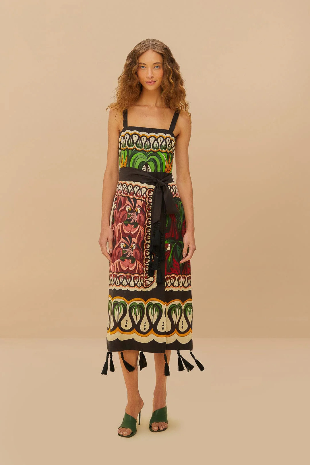 Off-White Coconut Tree Flow LENZING ECOVERO Euroflax Dress, COCONUT TREE FLOW MULTICOLOR / XS | FarmRio (US)