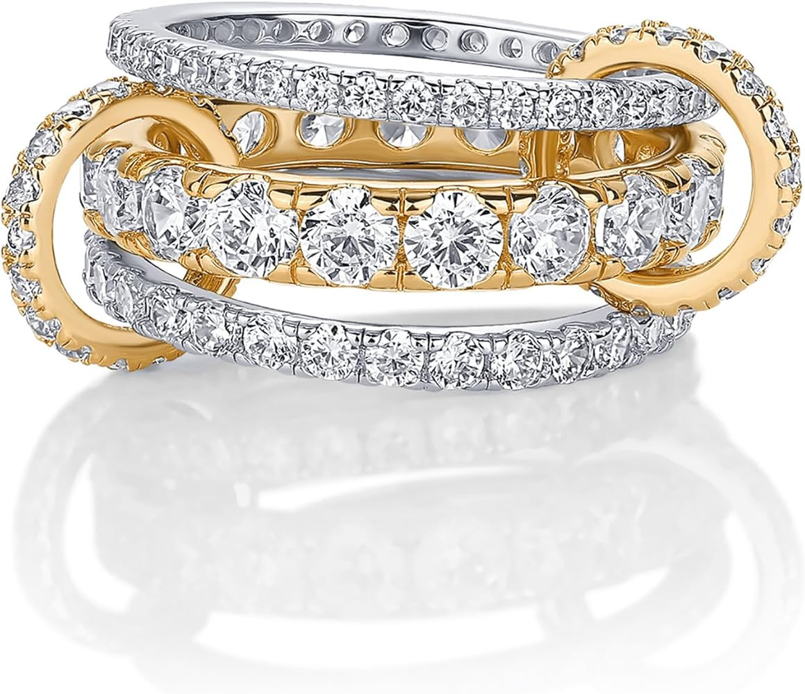 PAVOI 14K Gold Plated Interlocking Ring for Women - Chunky Connected Bands Interlock Stackable Ri... | Amazon (US)