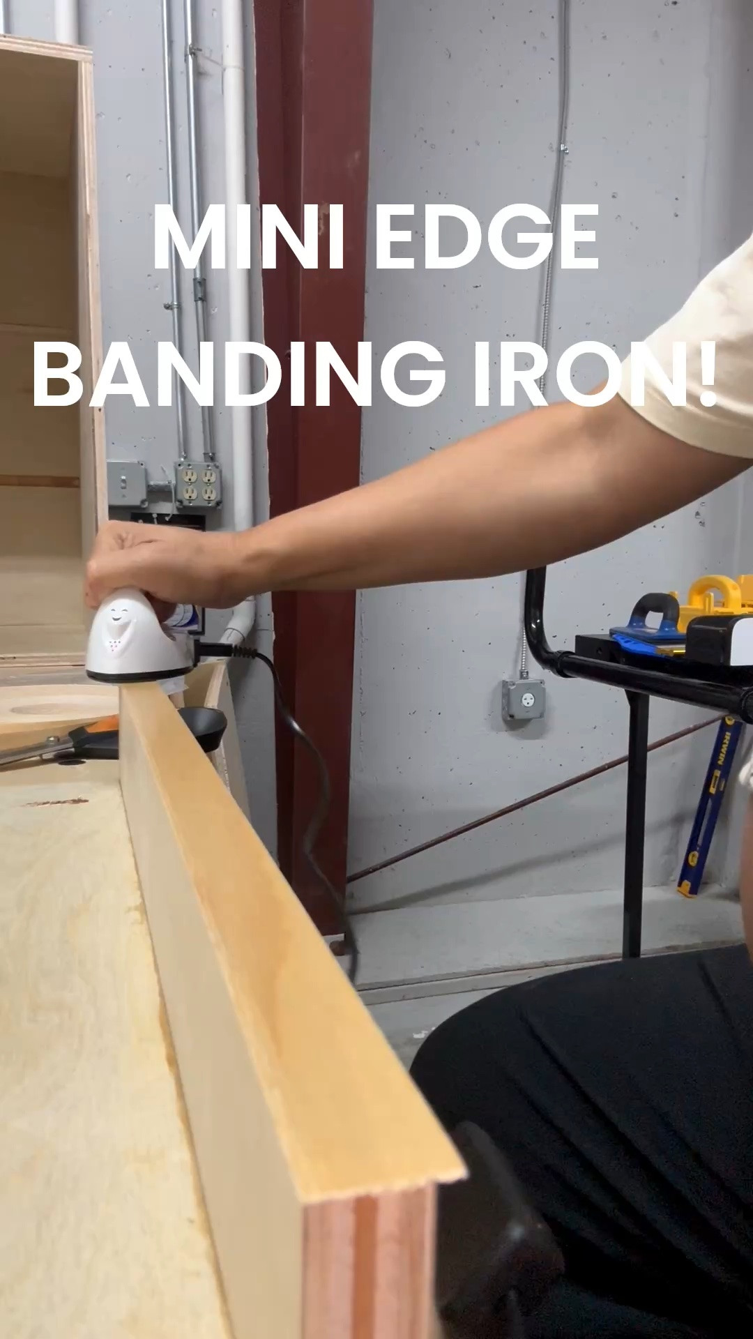 Perfect banding iron, doesn’t get too hot that it burns your material but heats up quick & get hot enough to adhere the glue quickly! Small enough that I can use the iron when edge banding tight spaces. 12/10 would recommend! #LTKworkshop #LTKwoodworking