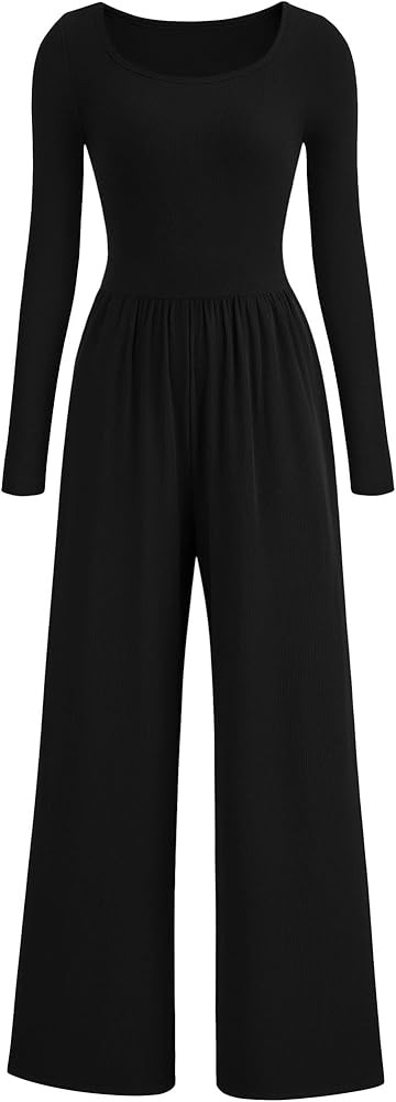 PRETTYGARDEN Fall Jumpsuits for Women Dressy Casual Long Sleeve Wide Leg Pants Rompers One Piece ... | Amazon (US)