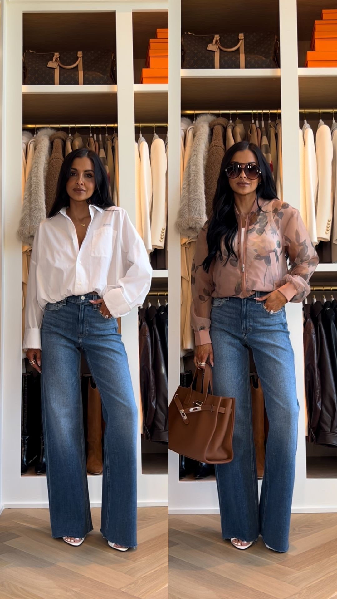The wide leg jeans that make your legs look longer
Paige Anessa raw hem jeans wearing a 24 - run TTS
Anthropologie floral jacket wearing an XS
Hermes inspired bag 
Amazon sunglasses
Date night outfit idea / cute spring outfit / mom outfit 



#LTKmomlife #LTKOver40 #LTKootd