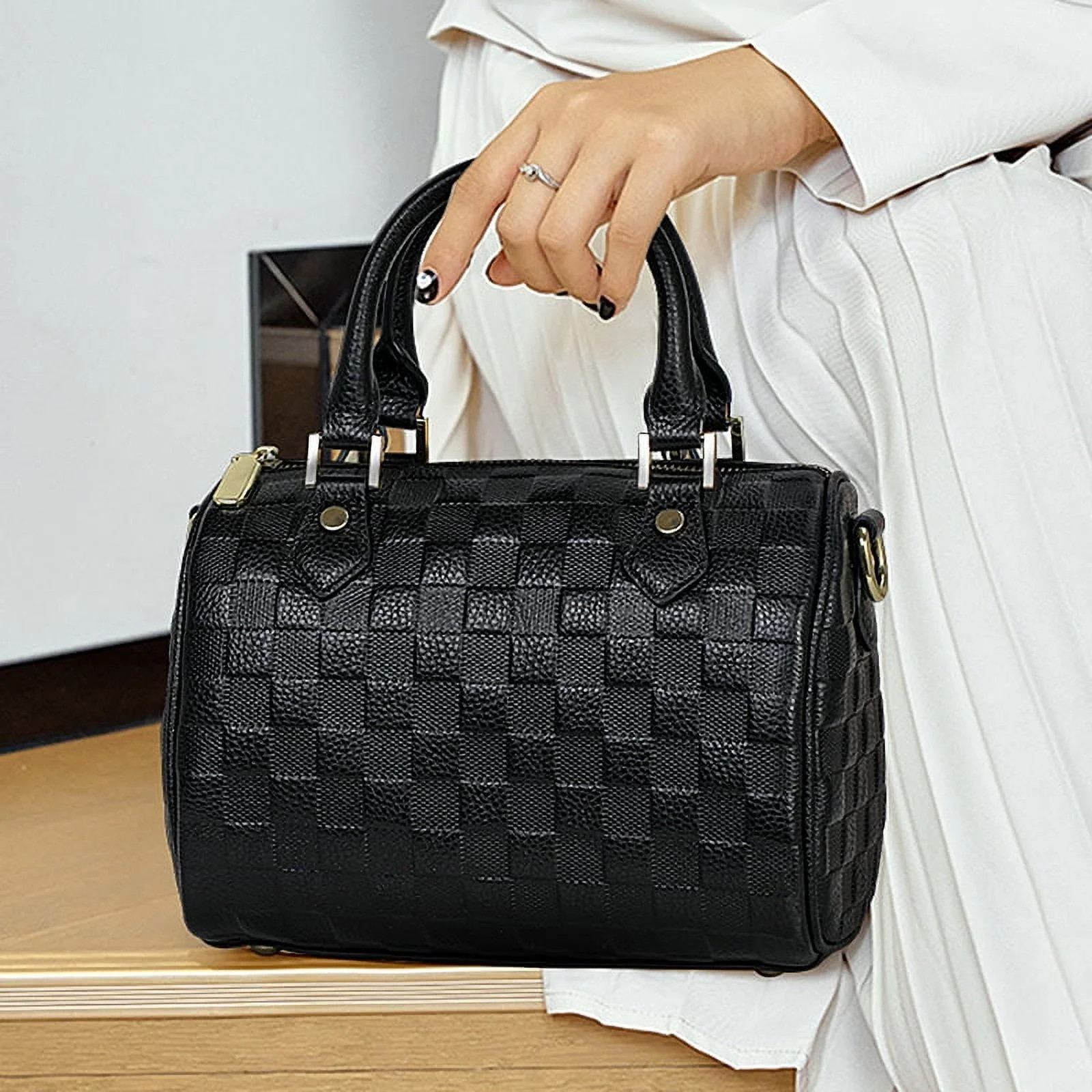 Aidrani   New leather women's bag checkerboard-embossed tote bag with large capacity pillow top, ... | Walmart (US)