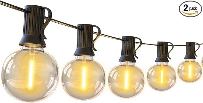 100ft 2-Pack Outdoor String Lights Waterproof/Connectable/Dimmable with 52 LED Shatterproof Bulbs... | Amazon (US)