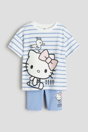 Relaxed Fit Paper Bag Jeans - Light denim blue/Hello Kitty - Kids | H&M US | H&M (US + CA)