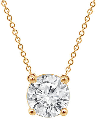 Certified Lab Grown Diamond Solitaire 18" Pendant Necklace (3 ct. t.w.) in 14k Gold | Macy's