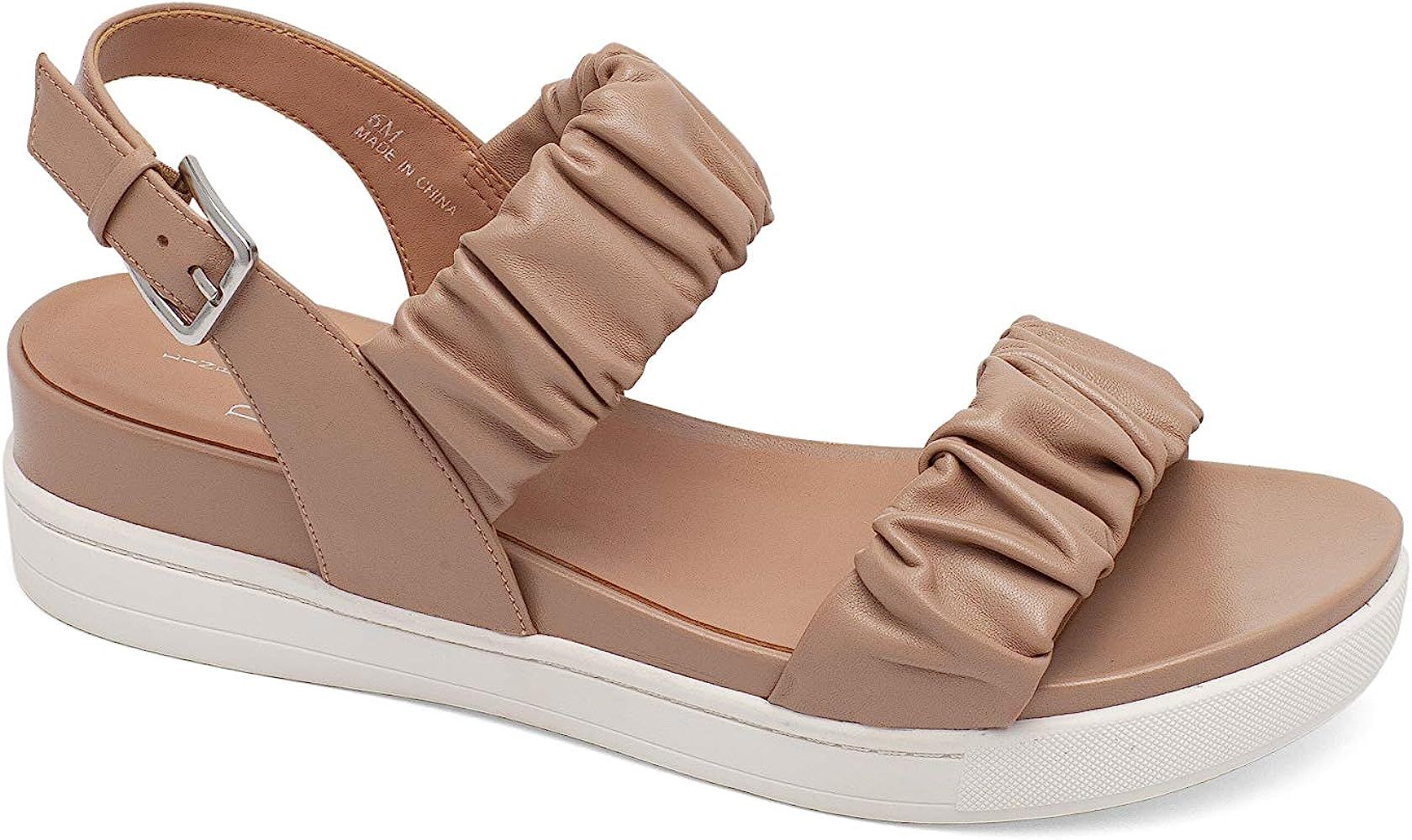Linea Paolo - RUE - Feminine Ruched Nappa Leather Sneaker Bottom Footbed Sandals | Amazon (US)