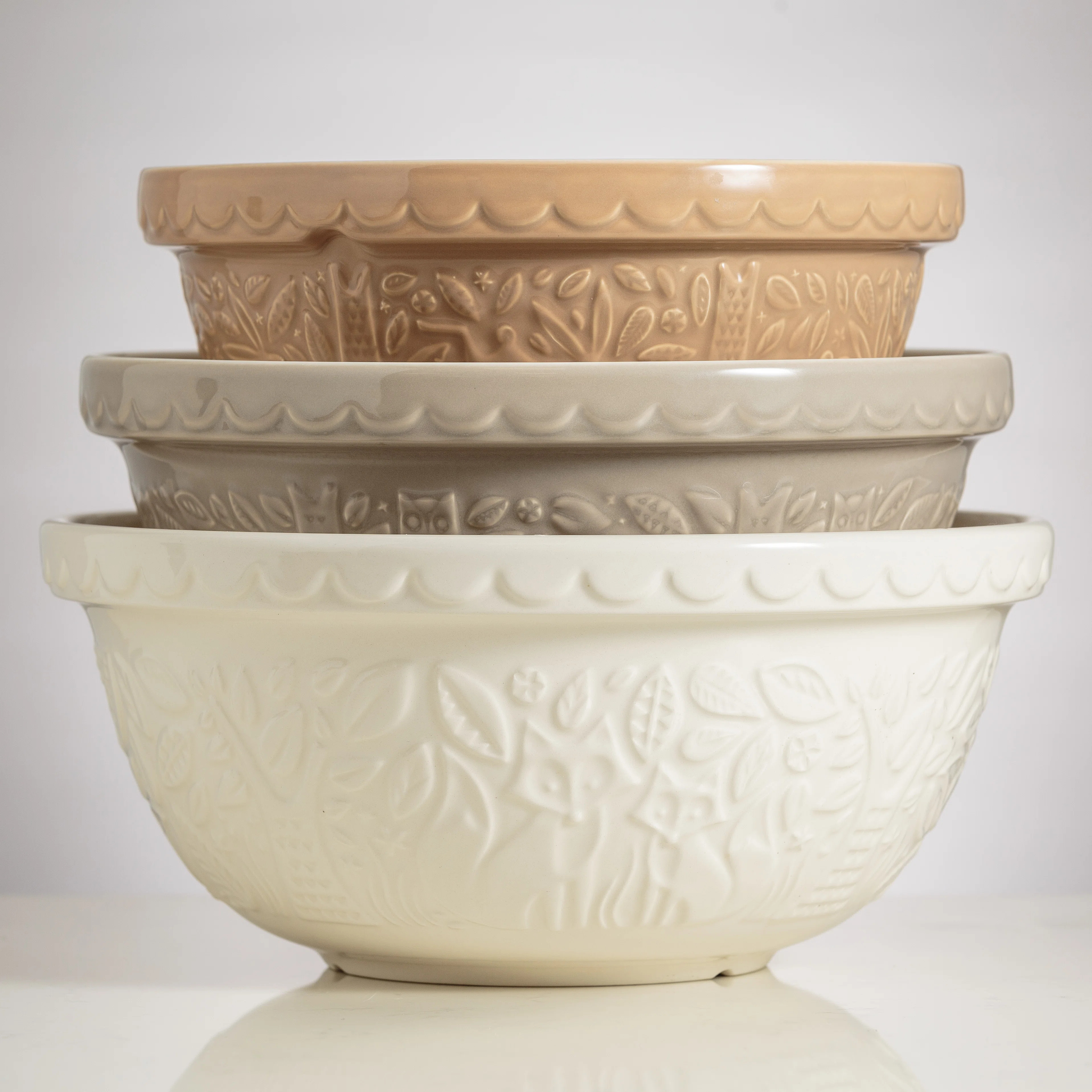 In The Forest Earthenware 3 Piece Mixing Bowl Set | Wayfair North America