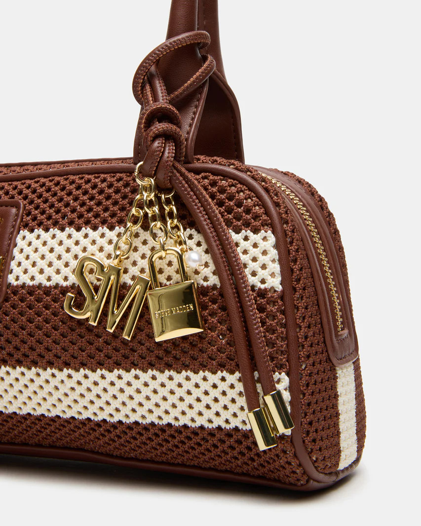 LAGUNE Bag Chocolate Multi Elongated Straw Shoulder Strap Handbag | Steve Madden (US)