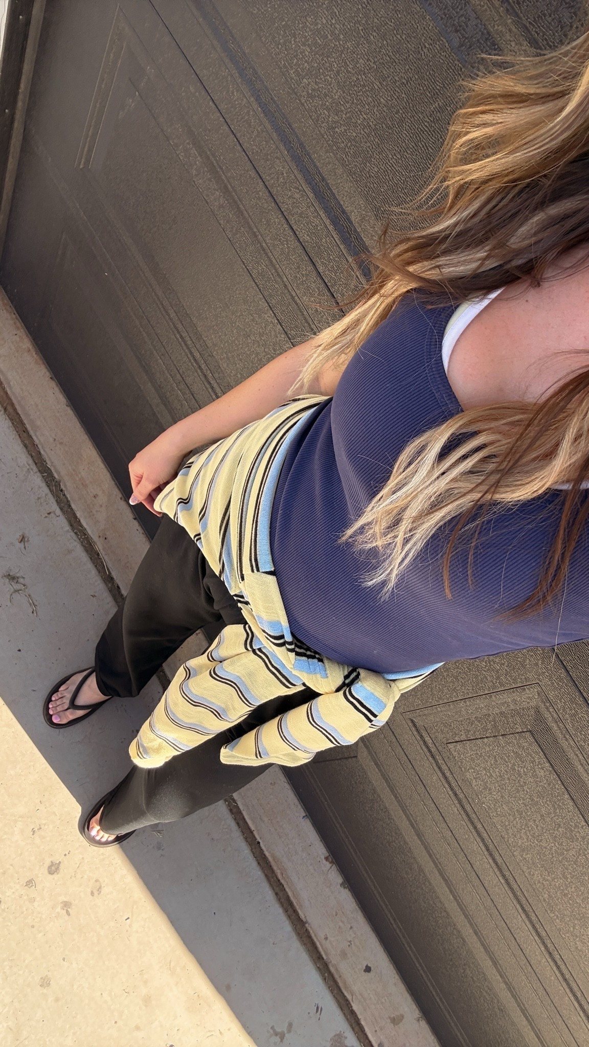School drop off/pick up outfit! I’m 510 wearing a medium tallest inseam in pants and medium and tops ￼