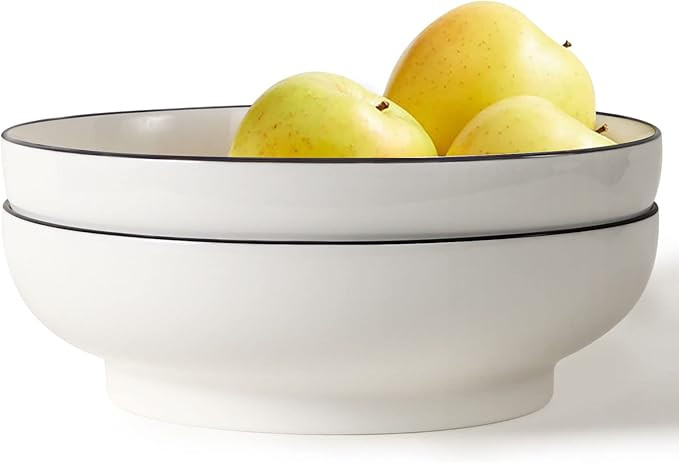Large Serving Bowls, 85 Ounce Big Salad Bowls, 10 Inch White Ceramic Fruit Bowl, Pho Bowls Set of... | Amazon (US)