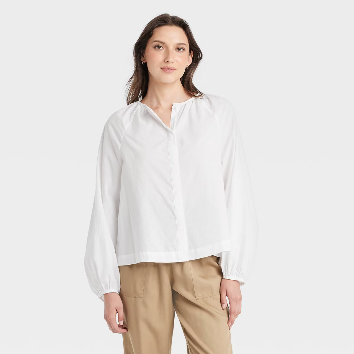 Women's Balloon Long Sleeve Blouse - Universal Thread™ White M | Target