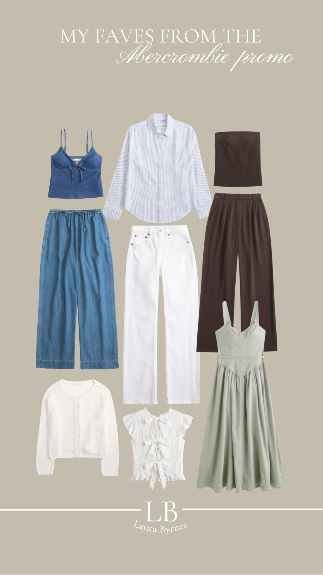 My faves from the Abercrombie Promo, which has 20-40% off everything plus use code AFxLTK for an extra 15% off until the 30th March 🌷

Wardrobe Staples, Spring Style, Spring Fashion, Spring Outfit, Denim co-ord, White Jeans, Striped Shirt, Sage Green Midi Dress, Knitwear, Tie back top  

 #LTKuk #LTKspring #LTKeurope