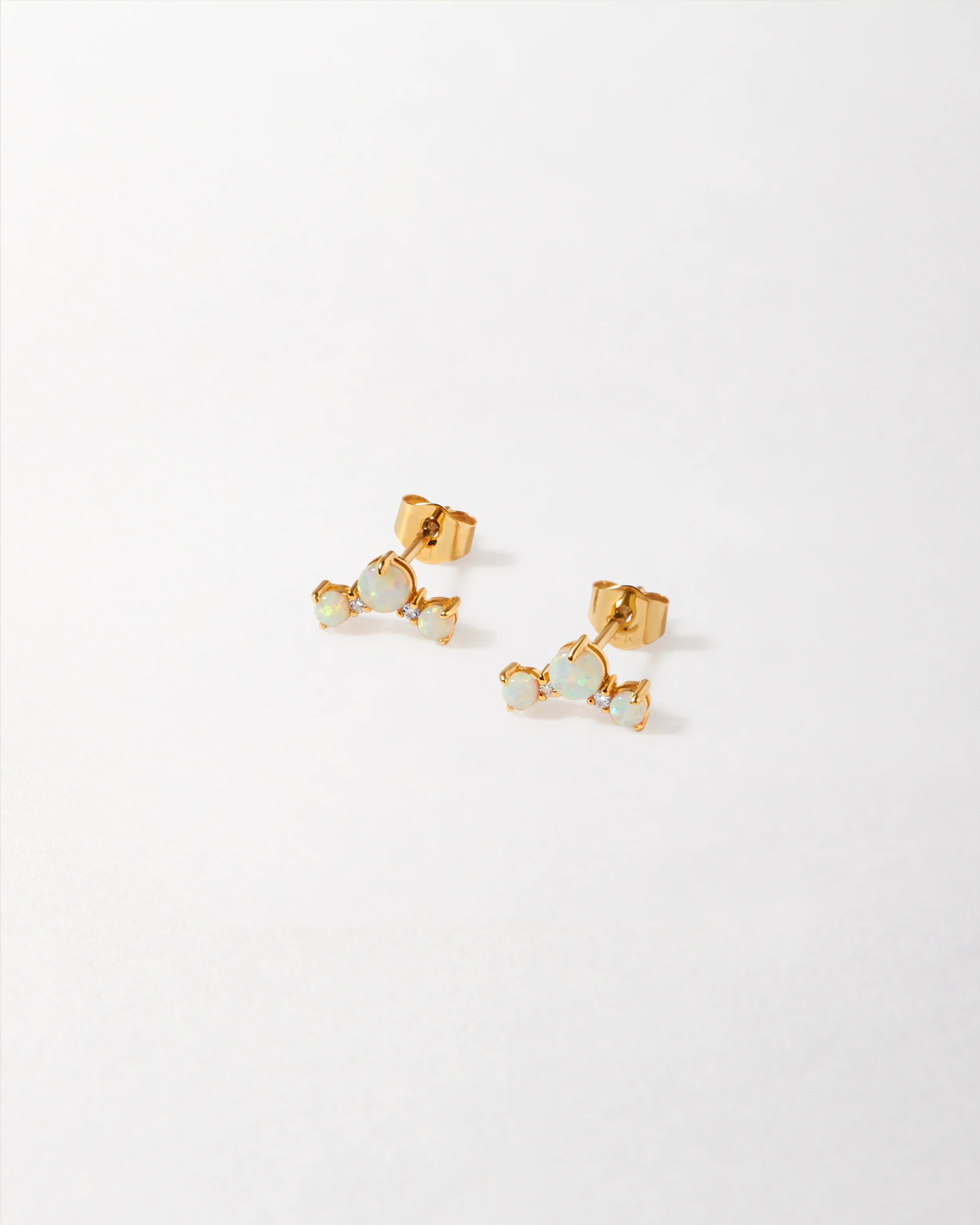 Trio Opal Stud Earrings | 14ct Gold & Lab-Grown Diamond | EDGE of EMBER Ltd