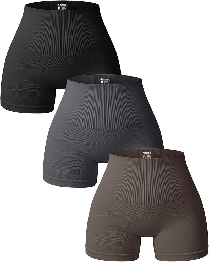 OQQ Women 3 Piece Yoga Shorts High Waist Seamless Workout Exercise Shorts Leggings | Amazon (US)