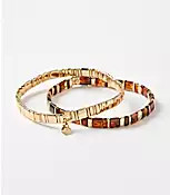 Tortoiseshell Print Pave Charm Chicklet Bracelet Set | LOFT
