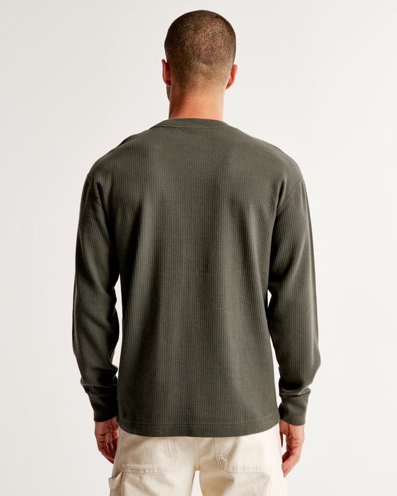 Long-Sleeve Grid Waffle Tee | Abercrombie & Fitch (US)
