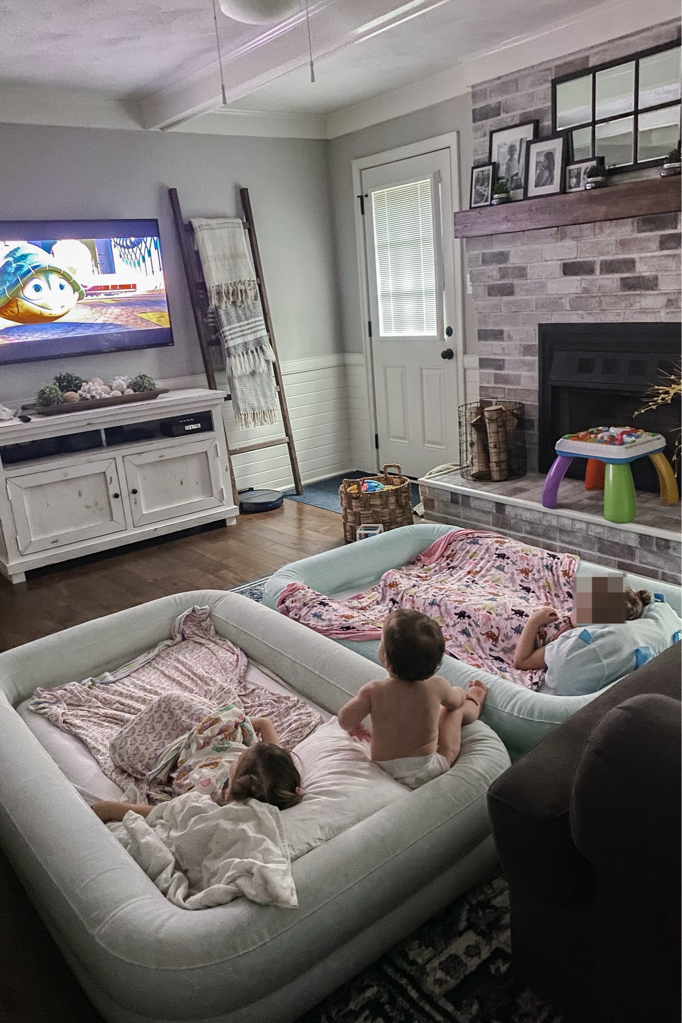 Toddler air mattress with raised sides by Intex. Absolute gamechanger! And super fun for rainy day movies 🍿 

#LTKhome #LTKfamily #LTKfindsunder50